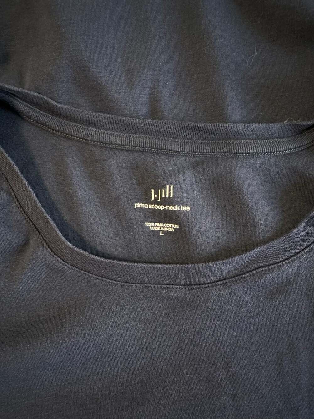 J.Jill Pima Cotton Scoop-Neck Short Sleeve Tee Navy - Picture 2 of 3